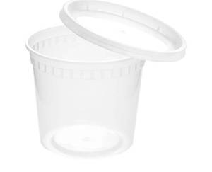 lot 1196 image: 16 oz Clear Deli Containers - 48-Pack with Lids, Round Airtight Condiment Cups, BPA-Free, Dishwasher Safe - For Sauces, Dressings, Sides
