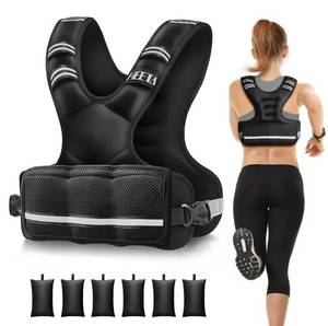 lot 1218 image: HEETA Adjustable Weighted Vest for Women Men, 4-10lbs10-18lbs20-32lbs Body Weight Vest Exercise Set with 6 Ironsand Weights & Reflective Strips for Walking Running Workout Cardio Strength Training
