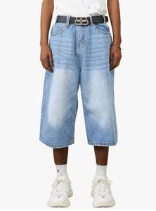 lot 1221 image: EMMIOL Mens Baggy Jean Shorts Loose Fit Denim Shorts Men Summer Casual Jorts Y2k Hip Hop Short Jeans Streetwear Clothes SIZE M