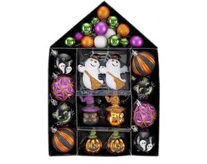 lot 1226 image: Valery Madelyn Halloween Ornaments Tree Decorations, 40ct Medium Shatterproof Ghost Cat Jack-o-Lantern Pumpkin Hanging Ball Ornaments Set for Small Tree, Cute Holiday Party Indoor Home Decor
