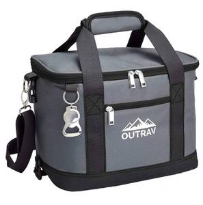lot 1234 image: Collapsible Insulated Cooler Bag 6L Thermal Lunch Bag with Bottle Opener, 16 Can Capacity - Perfect For Camping, Picnics and Travel - Handles and Removable Shoulder Strap - By Outrav