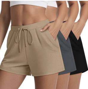 lot 1004 image: Huukeay 3 Pack Womens Casual Sweat Shorts, High Waist Drawstring Wide Leg Athletic Lounge Shorts with Pockets 2025 Summer
