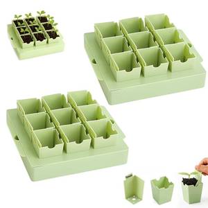 lot 1005 image: Potchen 18 Cells Seed Starting Tray, Portable Labeled Handle for Transplanting, Each Set with 9 Deep 2.36 Cells, Operated Independently, Reusable Seed Tray with Drainage Hole, Indoor, Outdoor
