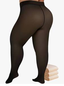lot 1018 image: LOT OF 16 -&nbsp Buauty Plus Size Fleece Lined Tights Womens- Winter Warm Fake Translucent Thermal Pantyhose,Thick Leggings under Dresses