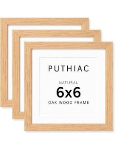 lot 1031 image: 6x6 Oak Wood Picture Frame - Minimalist 6x6 Picture Frame, 6x6 Frame Wood, Natural Solid Wooden Picture Frames for Wall Art Photo and Prints(3 Pack, Beige)