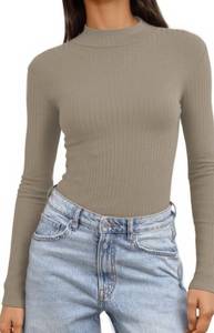 lot 1032 image: Jar of Love Womens Long Sleeve Shirts for Women Mock Turtle Neck Ribbed Slim Fit Fall Winter Thermal Underwear Tops, Large