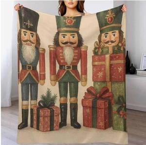 lot 1033 image: LOT OF 6 - Kumikumi Nutcrackers Presents Throw Blankets Christmas Flannel Blanket Xamas Blankets for Home Bed Sofa Couch 40�50 Inch