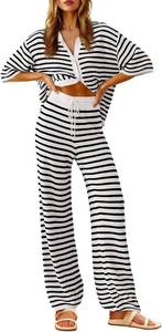 lot 1327 image: Tankaneo Knit 2-Piece Lounge Set Striped Top Size Medium