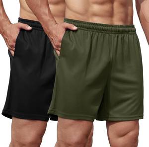 lot 1331 image: COOFANDY Men s 2 Pack Gym Shorts, 5 Mesh Green and Gray, XXL