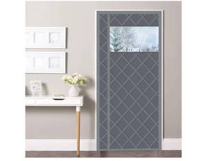 lot 1340 image: Anze Thermal Door Curtain with Visble Window Fit Door 74 x 80 Inch Magnetic Insulated Curtain Screen Size 78 x 82 Waterproof Thick Cotton Insulation Winter Cover Gray