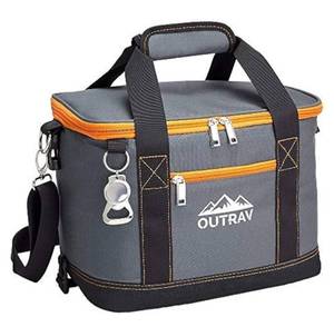 lot 1350 image: Collapsible Insulated Cooler Bag - 6L Thermal Lunch Bag with Bottle Opener, 16 Can Capacity - Perfect For Camping, Picnics and Travel - Handles and Removable Shoulder Strap - By Outrav