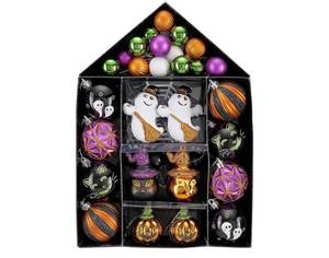 lot 1361 image: Valery Madelyn Halloween Ornaments Tree Decorations, 40ct Medium Shatterproof Ghost Cat Jack-o-Lantern Pumpkin Hanging Ball Ornaments Set for Small Tree, Cute Holiday Party Indoor Home Decor