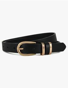 lot 1378 image: Womens Belts for Jeans Pants, Casual Leather Waist Dress Belt with Gold Buckle 0.91 Width, Ladies Fashion Belts