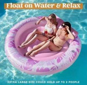 lot 1420 image: Tanning Pool SLOOSH Inflatable Lounger Float,72 X 65 Adult With Pillow,Luxury Fabric Large Suntan Tub Raft