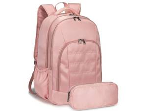 lot 1421 image: Della Gao College Laptop Backpack with Pencil Case, Pink Travel Backpack for Women, Waterproof Computer Back Pack for Travel, Business, Work, College (Pink, 15.6 Inch)