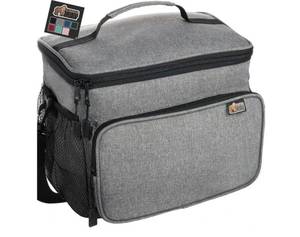 lot 1428 image: GORILLA GRIP Insulated Lunch Box Bag for Women Men,15L, Leakproof XL Reusable Soft Cooler Bags, Multiple Compartments, Mesh Pockets and Adjustable Strap, Food Tote Keeps Drinks Cold, 13x9, Light Gray
