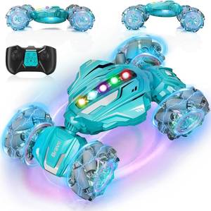 lot 1346 image: Gesture Sensing RC Stunt Car, Boys Toys Age 6-12, 4WD Hand Controlled Remote Control Car with Light & Music, 360 Rotation Christmas Birthday Gift for Boys Girls Age 6 7 8 9 10 11(Lagon Blue)