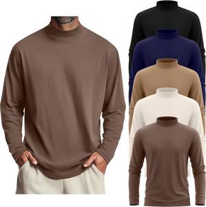 lot 1348 image: 5 Pack Mens Big and Tall Mock Turtleneck Long Sleeve Shirts Plus Size Basic Casual Thermal Pullover Tops XXL