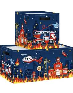 lot 1268 image: Firefighter Storage Box Set - Kids Room Organization Bins