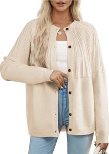 lot 1269 image: Dokotoo Cardigan Sweaters for Women 2025 Fall Outfits Long Sleeve Crochet Knit Sweaters, Size Large