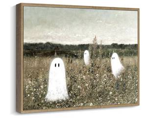 lot 1270 image: Pinetree Art Framed Easter Wall Decor, Funny Spooky Wall Art Vintage Decoration for Rustic Farmhouse, Cute Ghosts at Wildflower Meadow Canvas Prints for Bedroom Home Decor (8 x 10, K)