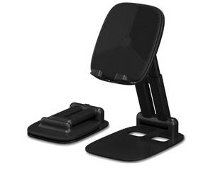 lot 1307 image: DEERLAMN Cell Phone Stand for Desk, Height Adjustable Cell Phone Holder Portable Desktop Stand, Travel Home Office Desk Accessories Compatible with iPhone 161514131211 All Smartphone - Black