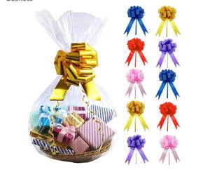 lot 1388 image: 3 Units of HANDMD 10 PCS Large Cellophane Bags, 30x 40 Inches Clear Cello Bags, with 10PCS Floral Ribbons, Large Basket Bag, Plastic Cellophane Gift Bag, Perfect for Gift Baskets