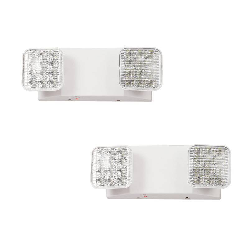 lot 4291 image: TANLUX LED Emergency Lights with Battery Backup, Two Head Adjustable Commercial Emergency Lights, UL Listed, AC 120277V, Hardwired Exit Light Fixtures - 2 Pack (White)