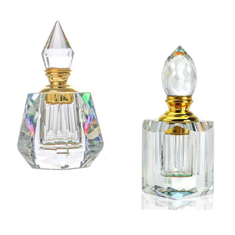 lot 4476 image: YU FENG 2PCS Vintage Crystal Perfume Bottles Art Deco Empty Refillable Decorative Bottles Glass Bottles for Fragrances,Home Bathroom Decor Lady Gift,3ml - Damage