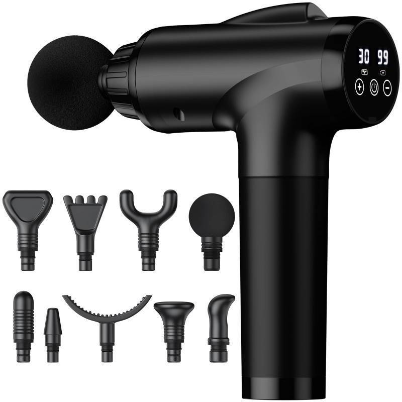 lot 4055 image: OLsky Massage Gun Deep Tissue, Handheld Electric Muscle Massager, High Intensity Percussion Massage Device for Pain Relief with 9 Attachments,Pallet of Product - missing charging cord