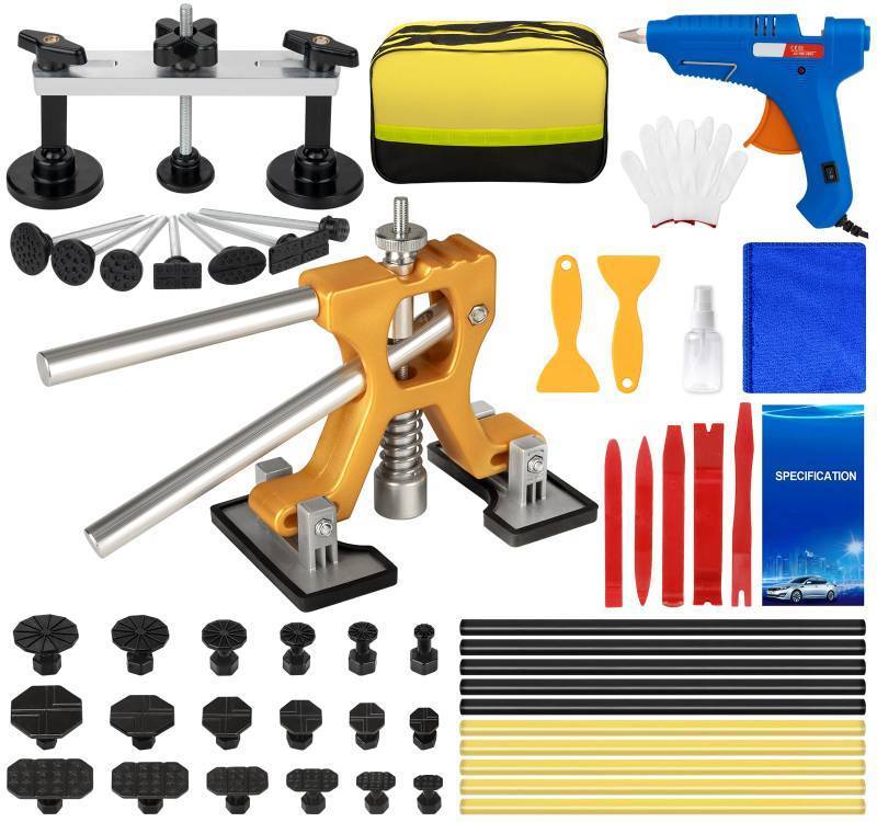lot 4028 image: NJ FOREVER Car Dent Puller Kit, 51 PCS Paintless Dent Removal Kit, Car Dent Repair Kit with Adjustable Dent Lifter & Bridge Puller, Dent Remover Tool for Car Hail Damage DIY Repair