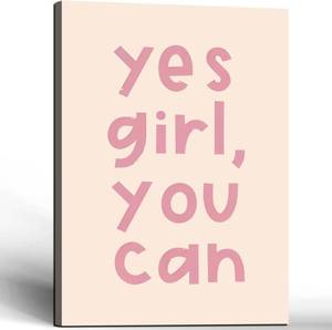 lot 1459 image: Framed Inspirational Quote Canvas Painting You Can Girl Wall Art, Motivational Poster for Home, Office, Bedroom Decor, Gallery Style Print Artwork 16x24 Inch Ready to Hang