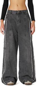 lot 1465 image: Aelfric Eden Mens Jeans Fringe Line Wide Leg Vintage Jean Y2k Hip Hop Baggy Trousers Unisex Streetwear Casual Denim Pants Size 30