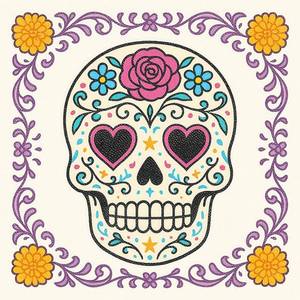 lot 1503 image: 10PCS Peel and Stick Floor Tile 12x12 Inch Sugar Skull Vinyl Floor Tiles, Removable Self Adhesive Waterproof Stick On Tiles for Bathroom Kitchen Living Room Entryway Home Decor