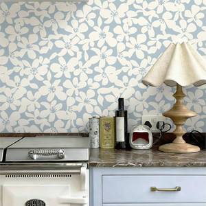 lot 1506 image: Heroad 17.3x32.8ft Light Blue and Beige Peel and Stick Wallpaper Boho Floral Contact Paper Self-Adhesive Removable Wall Paper for Cabinets Drawers Bedroom Bathroom Wall Decor Waterproof Vinyl Roll