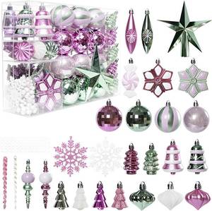 lot 1508 image: 88 Pcs Christmas Ball Ornaments Assorted Shatterproof Hanging Decor for Christmas Tree Decorative Vintage Traditional Ornaments Bulk Holiday Party Decorations (Purple,Snowflake)