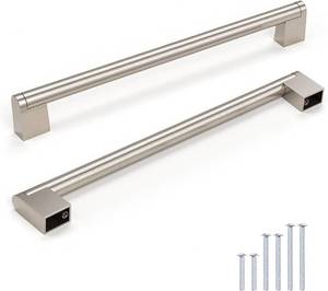 lot 1524 image: Knobonly 20 Pack Dresser Handles 8-34 inch (224mm) Hole Centers, Cabinet Pulls Brushed Nickel, Kitchen Cabinet Handles