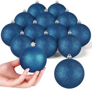 lot 1555 image: Leitee 16 Pcs 3.15 Inch Christmas Ball Ornaments Large Glitter Christmas Balls Decorations Shatterproof Xmas Tree Ornaments with Hanging Loop for Holiday Festival Party Wreath Home Decor(Navy Blue)