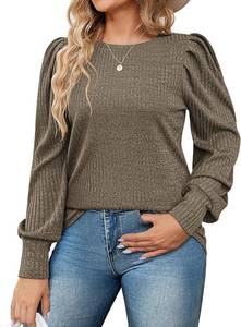 lot 1564 image: INVOLAND Plus Size Womens Puff Knit Blouse Long Sleeve Shirt Crew Neck Elegant Tunic Tops Size 18W