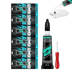 lot 1586 image: 6Pcs 3g Clear Super Glue, Fast Drying Superglue with a Opener, Strong Cyanoacrylate Adhesive, Super Glue for Wood, Rubber, Leather, Plastic, Metal, Rhinestone Jewelry, DIY Crafts and More