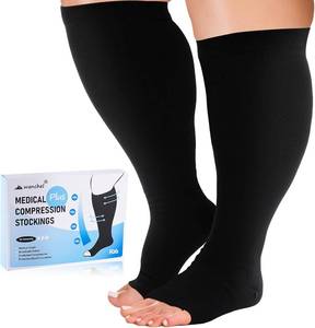 lot 1587 image: Plus Compression Socks Wide Calf for Women and Men, 2 Pairs 20-30mmhg Knee High Large Support Stockings