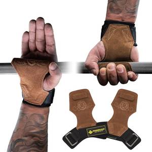 lot 1594 image: MANUEKLEAR Gym Straps Weight Lifting, Double Leather Lifting Straps for Men Deadlift with Cushion Wrist Loop, Gym Lifting Wrist Wraps for Weightlifting