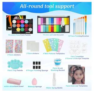 lot 1471 image: Face Painting Kit,18 Color15 Color Non-toxic Water Activated Face Paint Palette,Halloween Makeup Kit.Ideal for Halloween,Carnival,Cosplay,Party,Arty Stage Makeup.