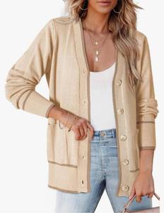 lot 1479 image: Dokotoo Short Cardigans for Women Color Blocked 2024 Fall Fashion Button Down Sweaters Winter Coats with Pockets SIZE M