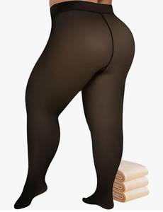 lot 1485 image: Buauty Plus Size Fleece Lined Tights Womens- Winter Warm Fake Translucent Thermal Pantyhose,Thick Leggings under Dresses