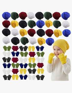 lot 1600 image: 60 Pcs KidsToddler Winter Beanie and Gloves Bulk Warm Hats Knit Gloves Pack Winter Gifts for Boys Girls Donation
