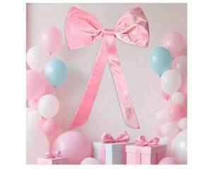 lot 1603 image: Big Wall Bow for Party Decoration, 39.37x28.74in Pink Tie Giant Wall Decor Large Pink Velvet Bow Large Ribbon for Coquette Party Wedding Bridal Bachelorette Room Decoration