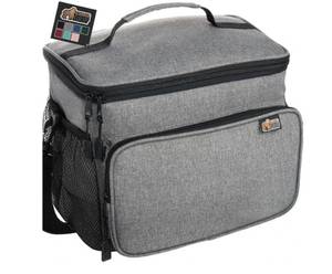 lot 1615 image: GORILLA GRIP Insulated Lunch Box Bag for Women Men,15L, Leakproof XL Reusable Soft Cooler Bags, Multiple Compartments, Mesh Pockets and Adjustable Strap, Food Tote Keeps Drinks Cold, 13x9, Light Gray