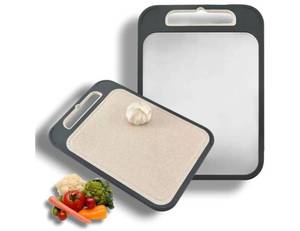 lot 1619 image: Double-Sided Stainless Steel Cutting Board (14x10In) - Metal Chopping Board for Kitchen, Easy to Clean, Dishwasher Safe, Durable &amp Hygienic