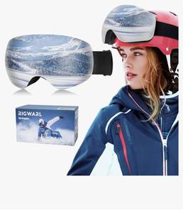 lot 1624 image: RIGWARL Ski Goggles for Adult & Kids, 100% UV Protection Anti Fog Snow Goggles OTG Helmet Compatible Snowboard Goggles